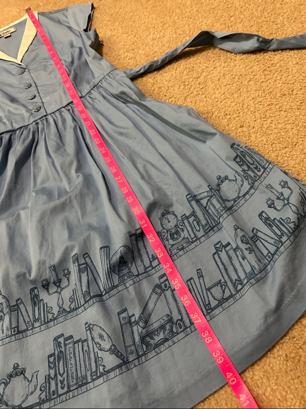 Disney Parks Beauty & the Beast Inspired Belle Light Blue Collared Dress w Books - Picture 9 of 16